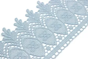 100mm 8 Mt. Ice Blue Bridal Guipure Lace Trim | 3.93 Inches Wide Lace Trim | Geometric Bridal Lace | French Guipure | Lace Fabric TRM100