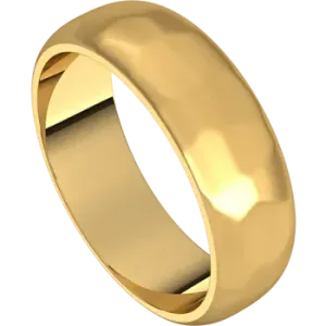 14k Gold 6mm Half Round Regular Classic Wedding Band with Satin Rock or Satin Hammered Finish