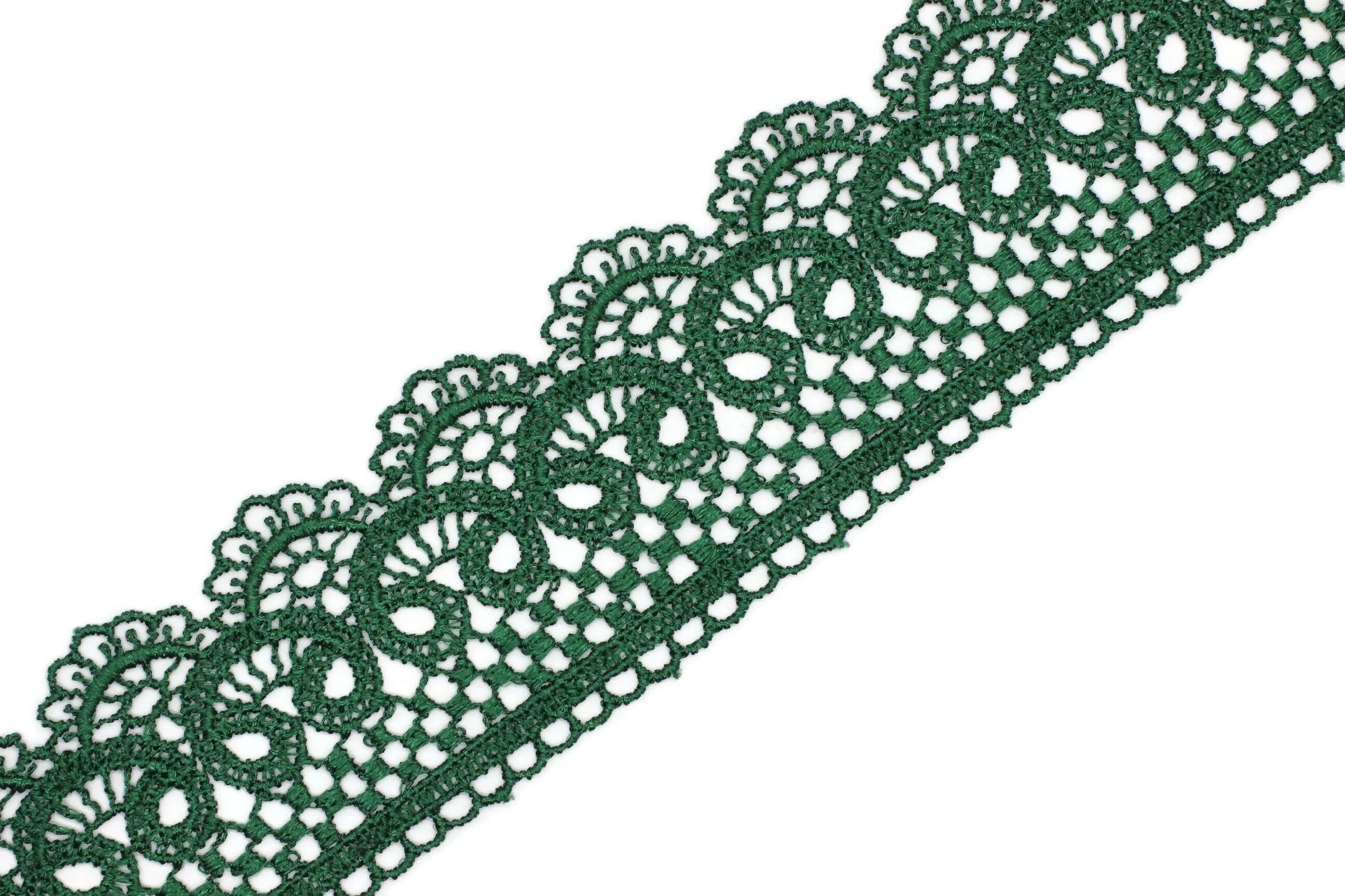 19.6 Yards Green Bridal Guipure Lace Trim | 2.1 Inches Wide Lace Trim | Geometric Bridal Lace | French Guipure | Guipure Lace  TRM53