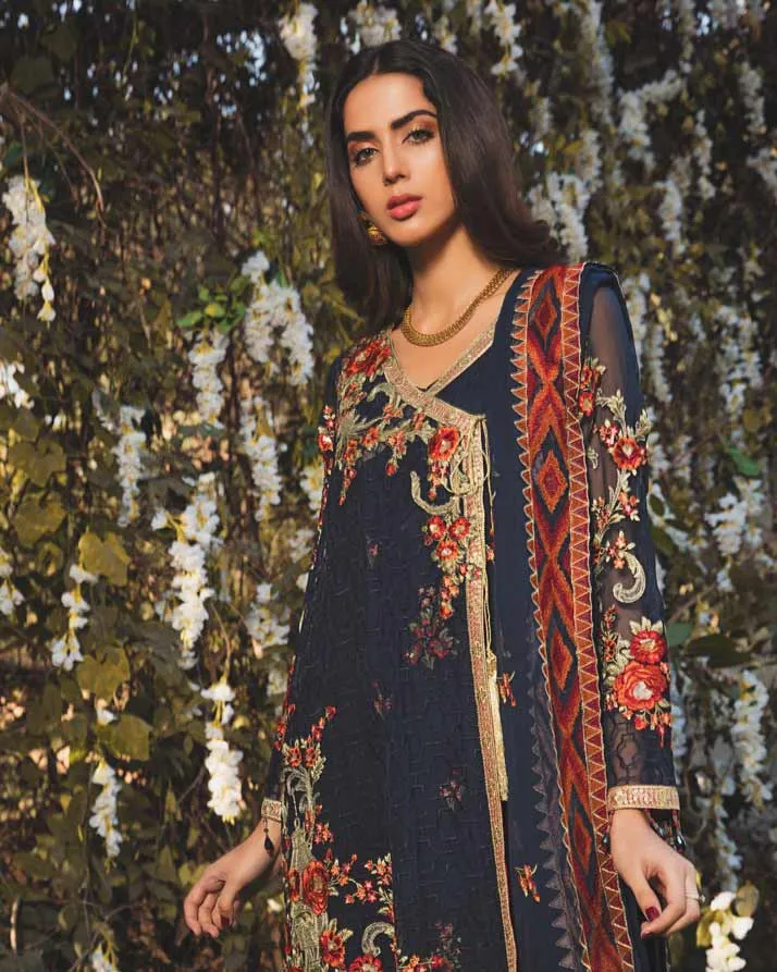 Adan's Libas Arcadia Festive Chiffon Collection – Marine | ZA-1288