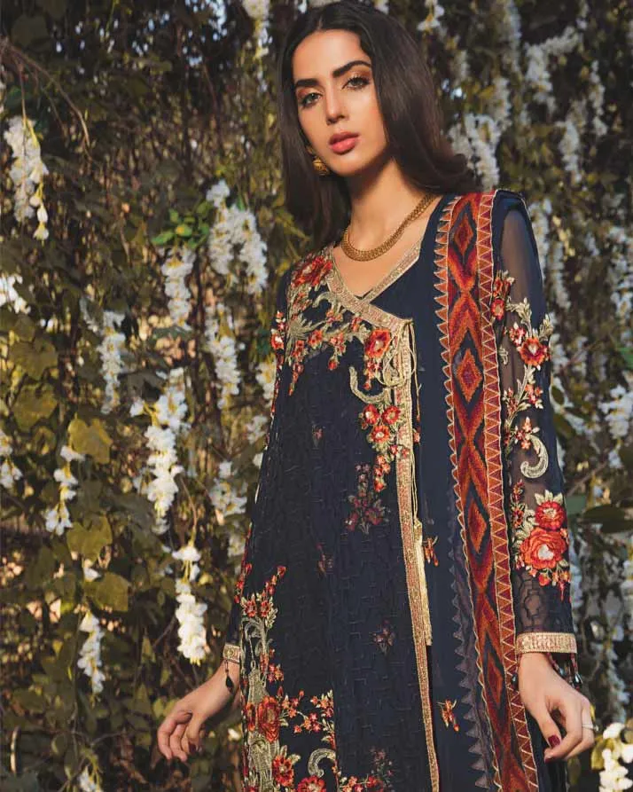 Adan's Libas Arcadia Festive Chiffon Collection – Marine | ZA-1288