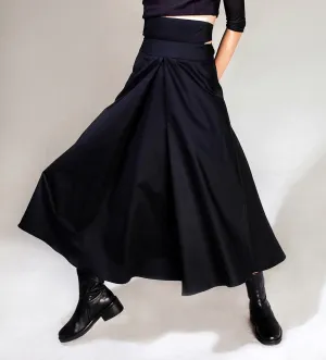 Avan-Garde Loose fitting Wide Leg Japanese Style Asymmetrical High Waist Bandage Skirt Trouser