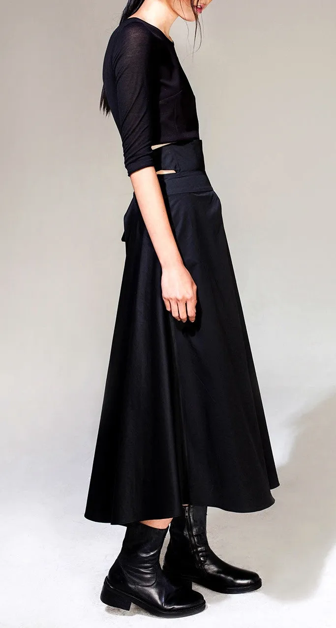 Avan-Garde Loose fitting Wide Leg Japanese Style Asymmetrical High Waist Bandage Skirt Trouser