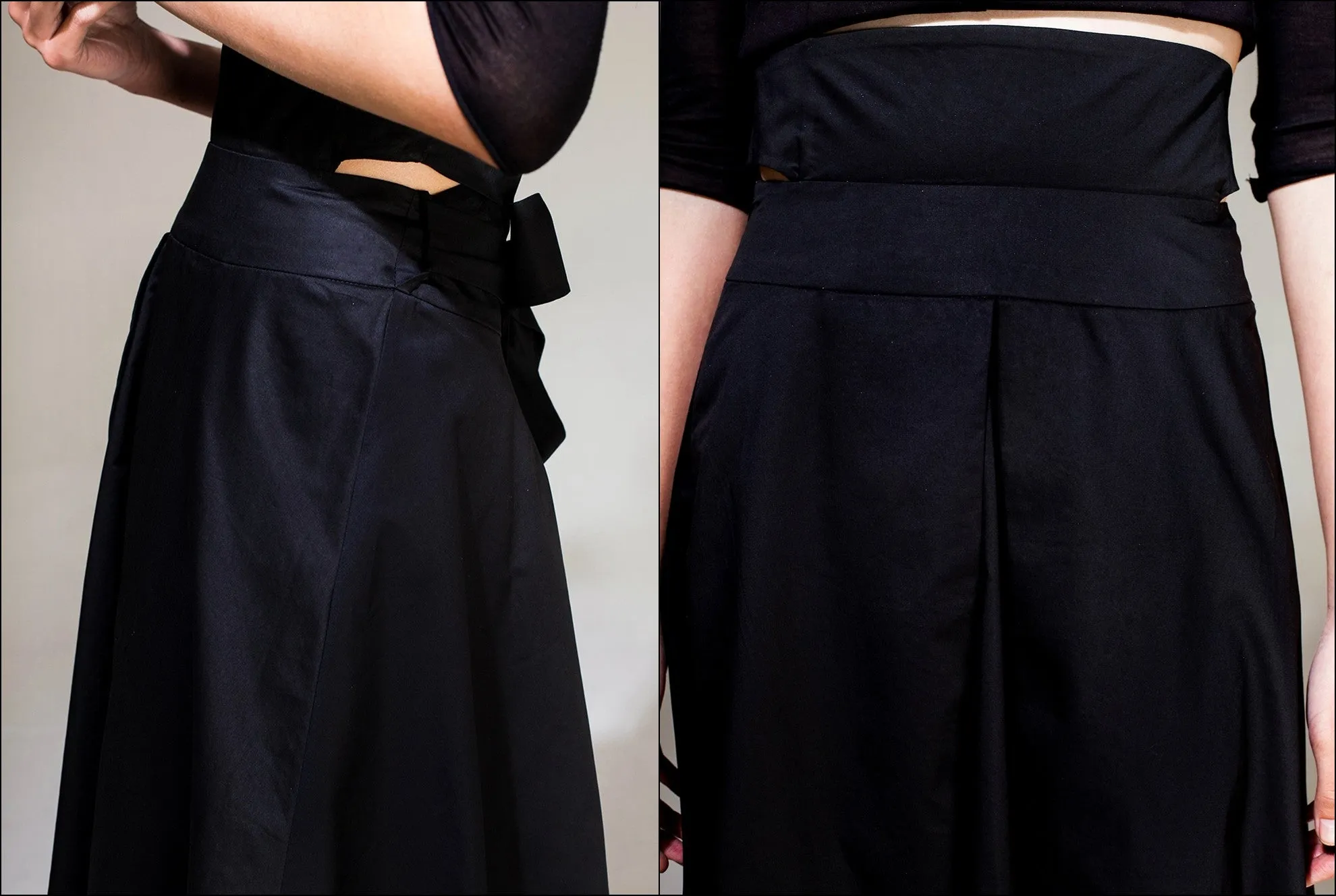 Avan-Garde Loose fitting Wide Leg Japanese Style Asymmetrical High Waist Bandage Skirt Trouser