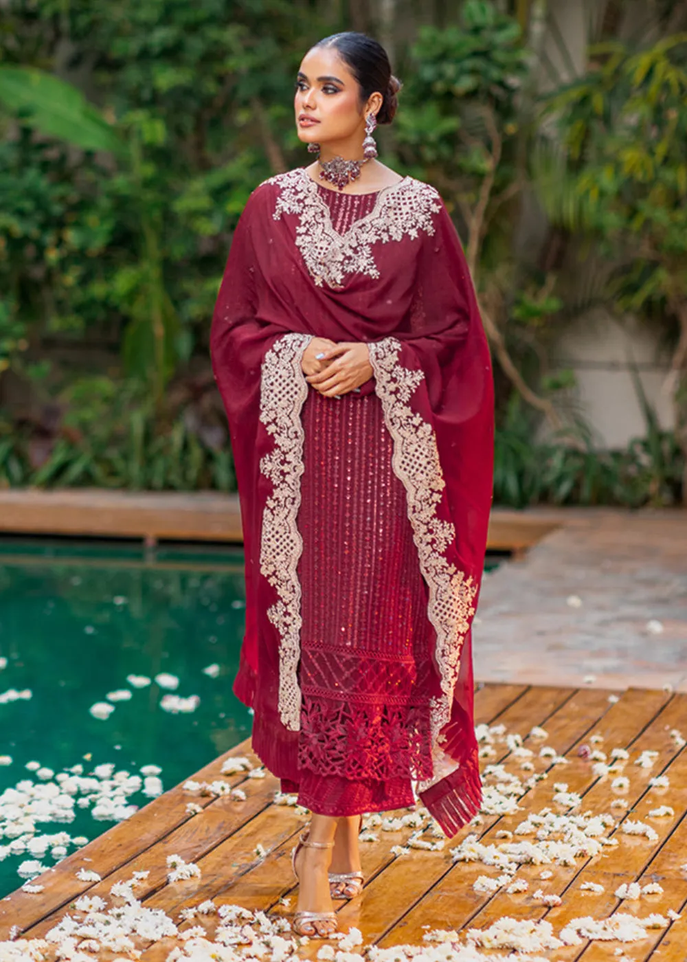 Azure Luxe Festive Embroidered by Ahmed Patel | Crimson Rush