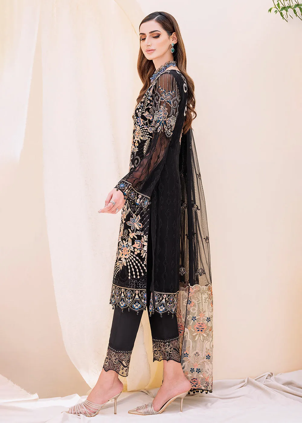 Black Embroidered Suit - Ramsha Chiffon Vol 23 - #F-2301