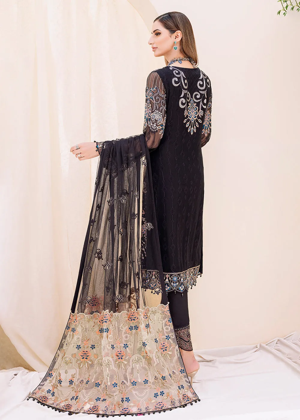 Black Embroidered Suit - Ramsha Chiffon Vol 23 - #F-2301