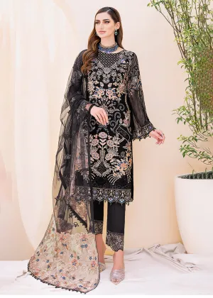 Black Embroidered Suit - Ramsha Chiffon Vol 23 - #F-2301