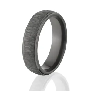 Black Wedding Bands, Blacked Out TreeBark Zirconium Rings