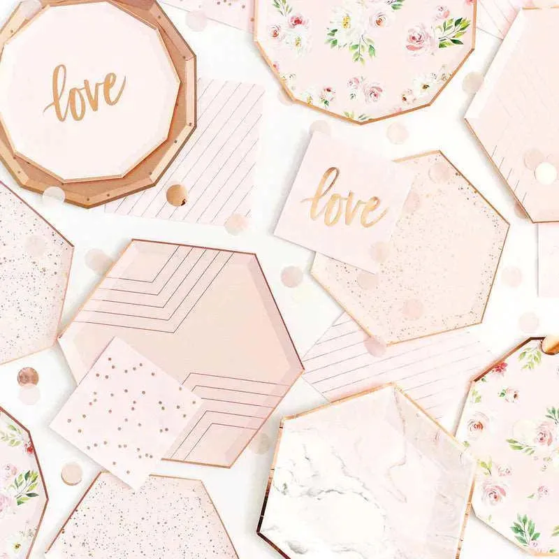 Blush Floral Paper Plates - Large