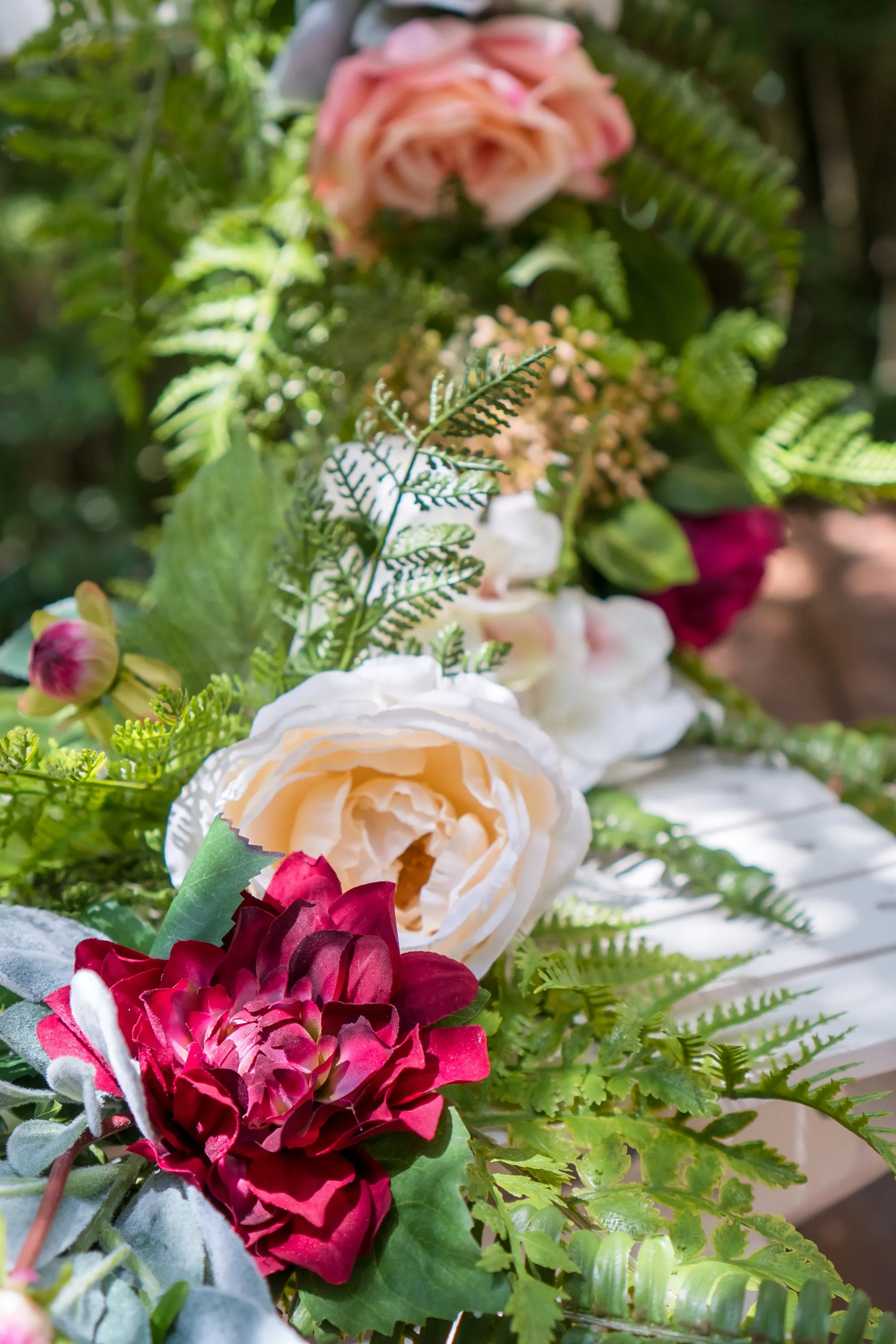 Burgundy and Blush Boho Floral Wedding Garland for Arch or Table