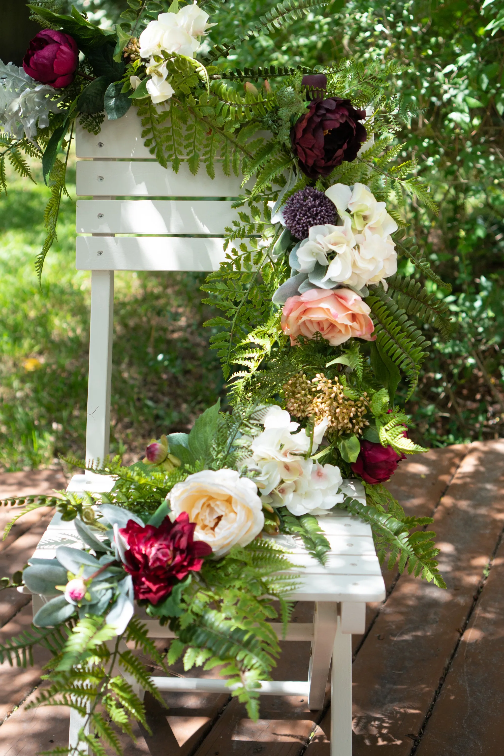 Burgundy and Blush Boho Floral Wedding Garland for Arch or Table