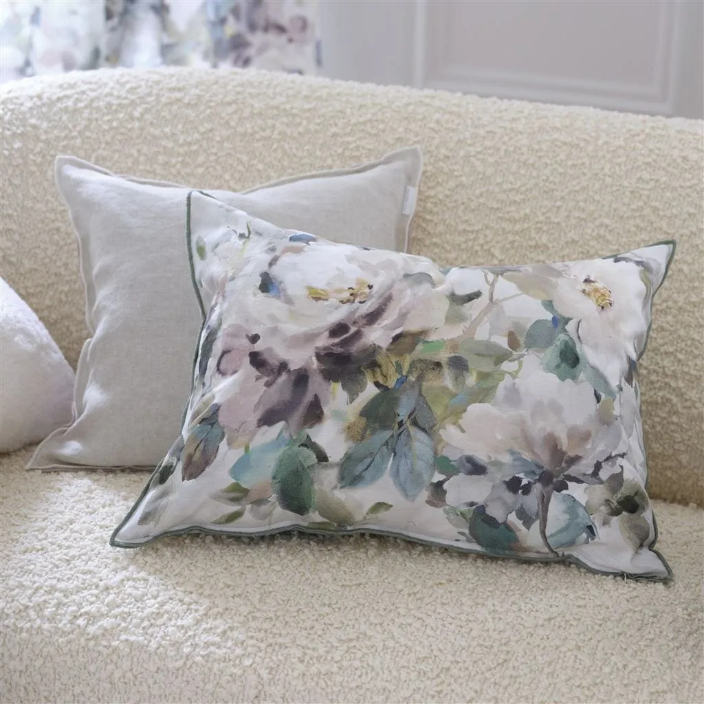 Designers Guild Thelma's Garden Celadon Cotton Decorative Pillow