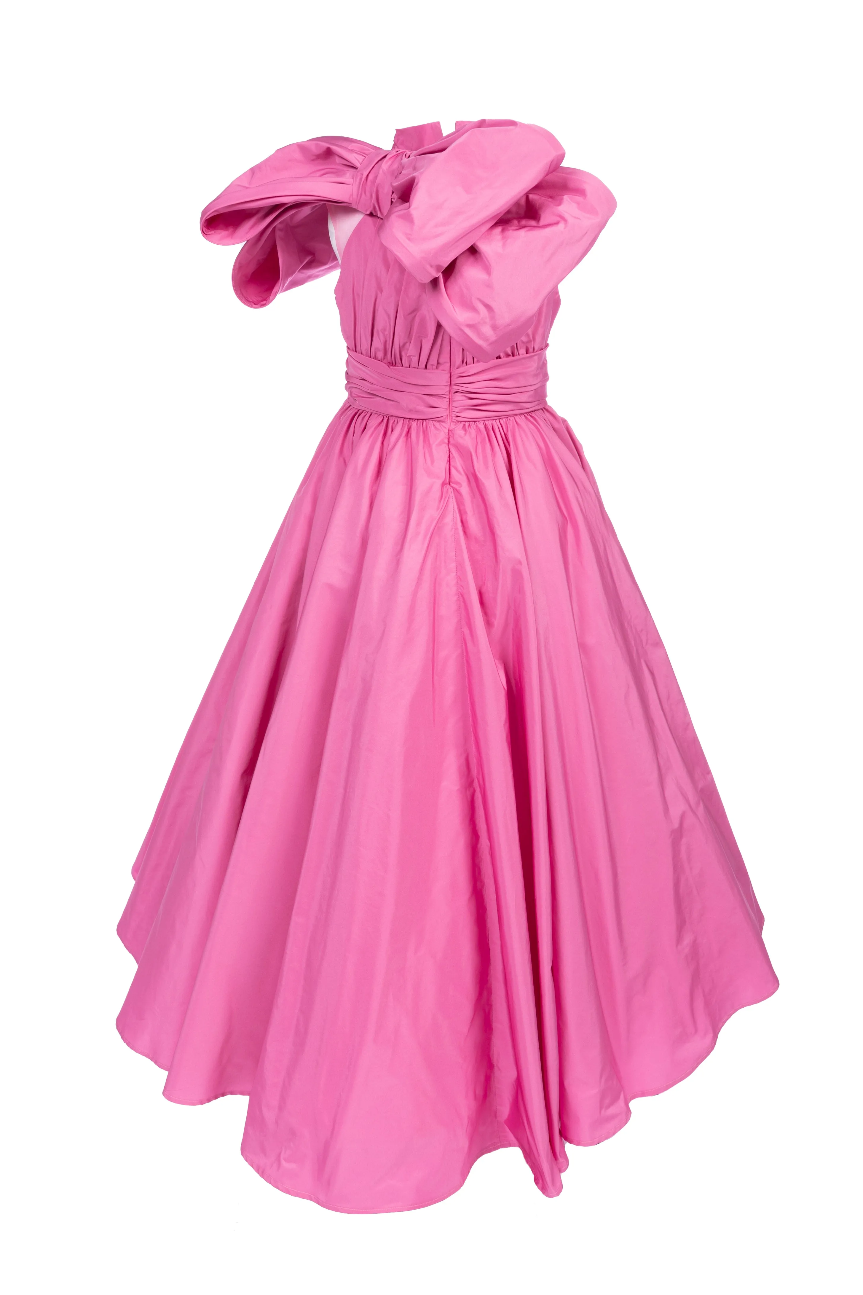 Fuchsia Taffeta Party Dress with Oversized Bow