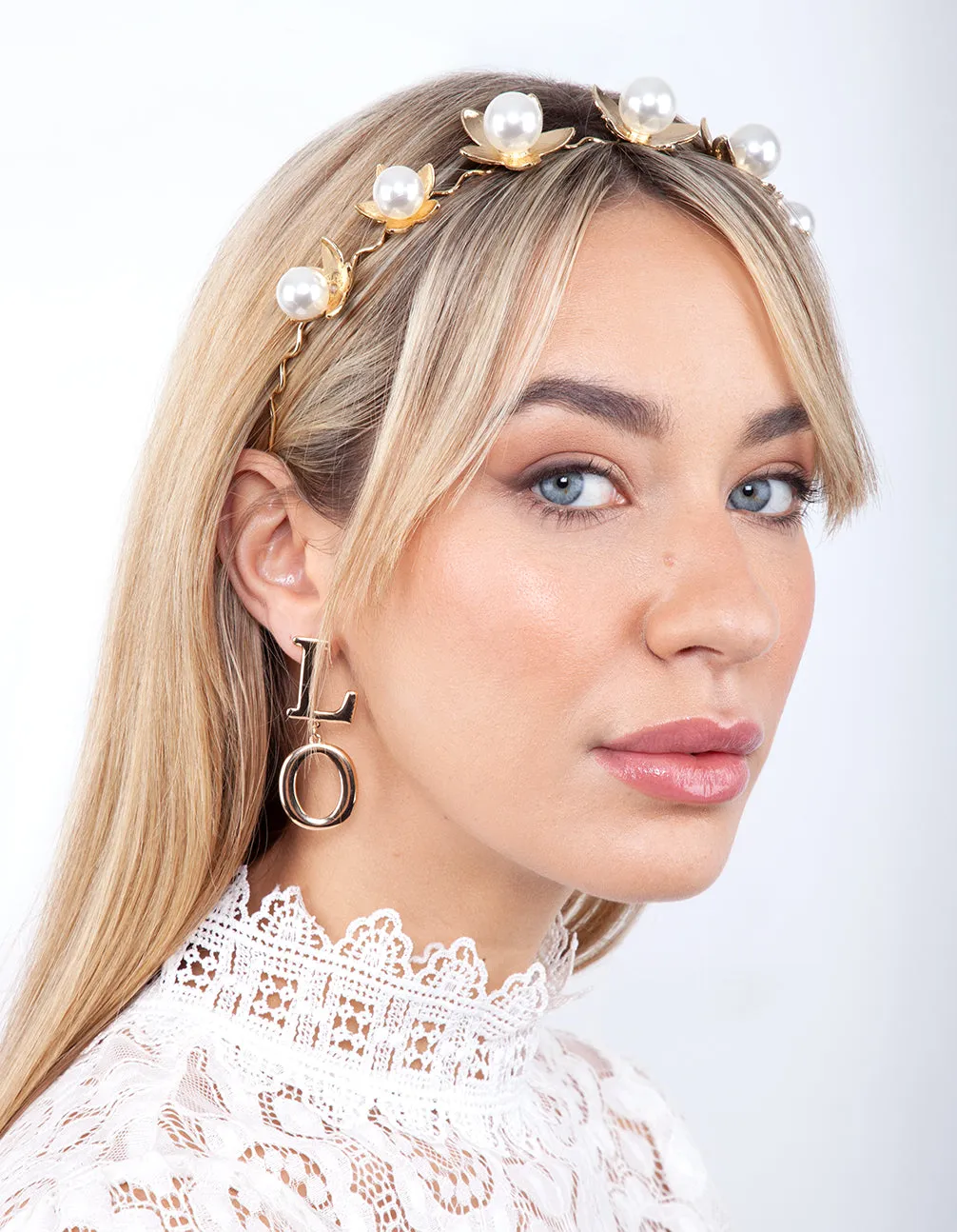 Gold Pearl Flower Headband