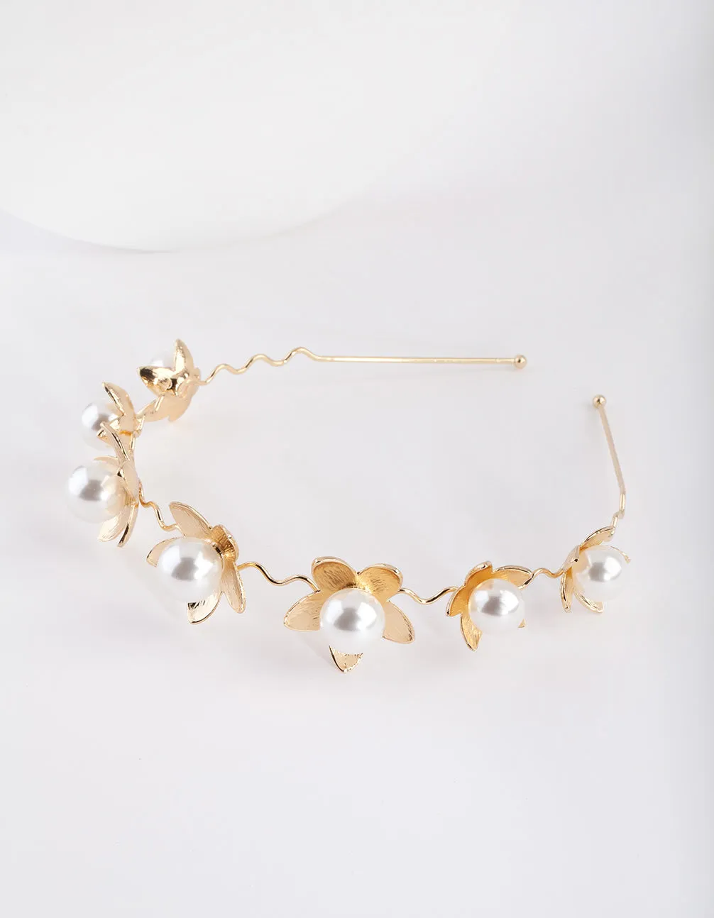 Gold Pearl Flower Headband