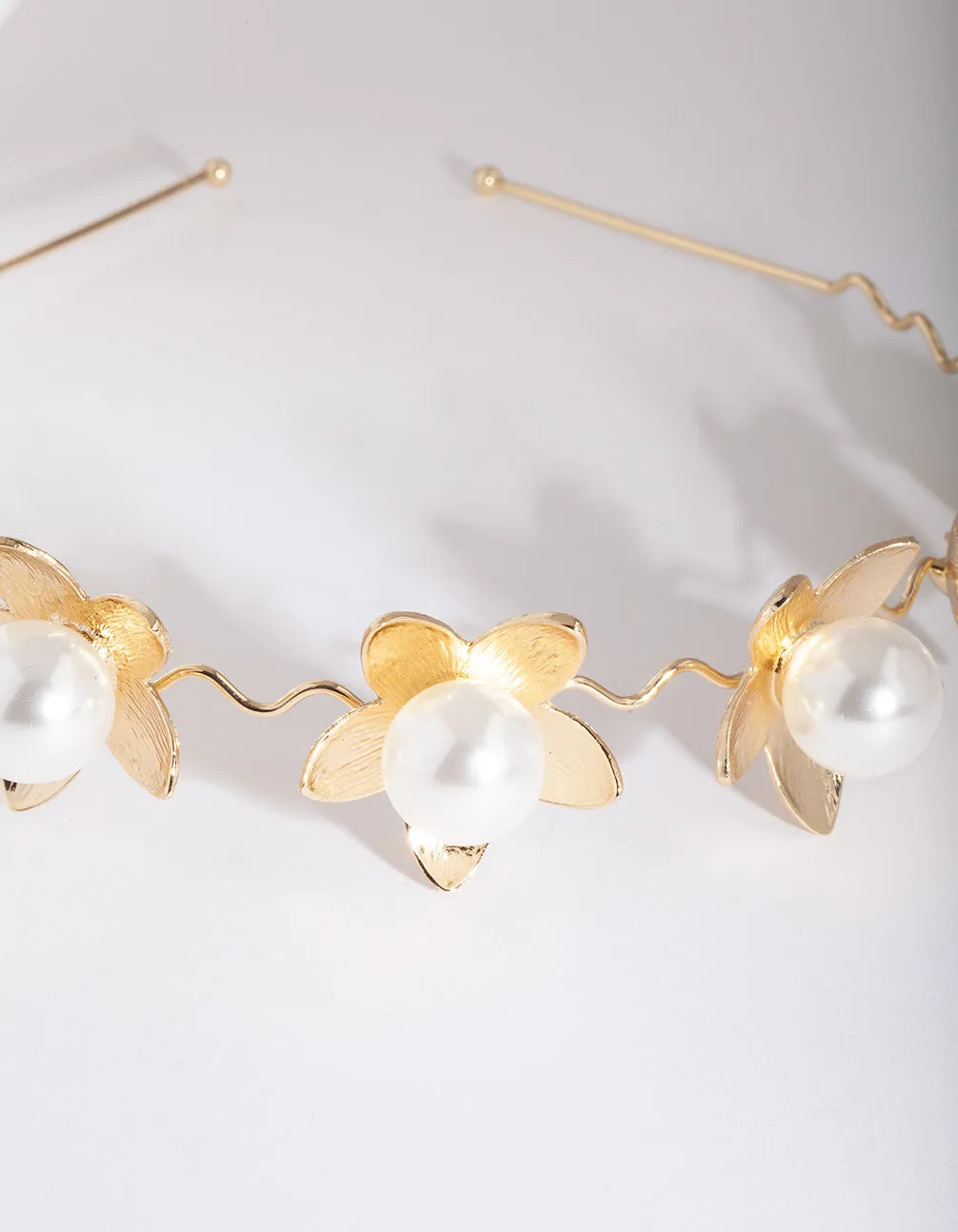 Gold Pearl Flower Headband