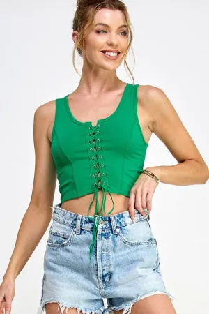 Green For Days Lace Up Tank