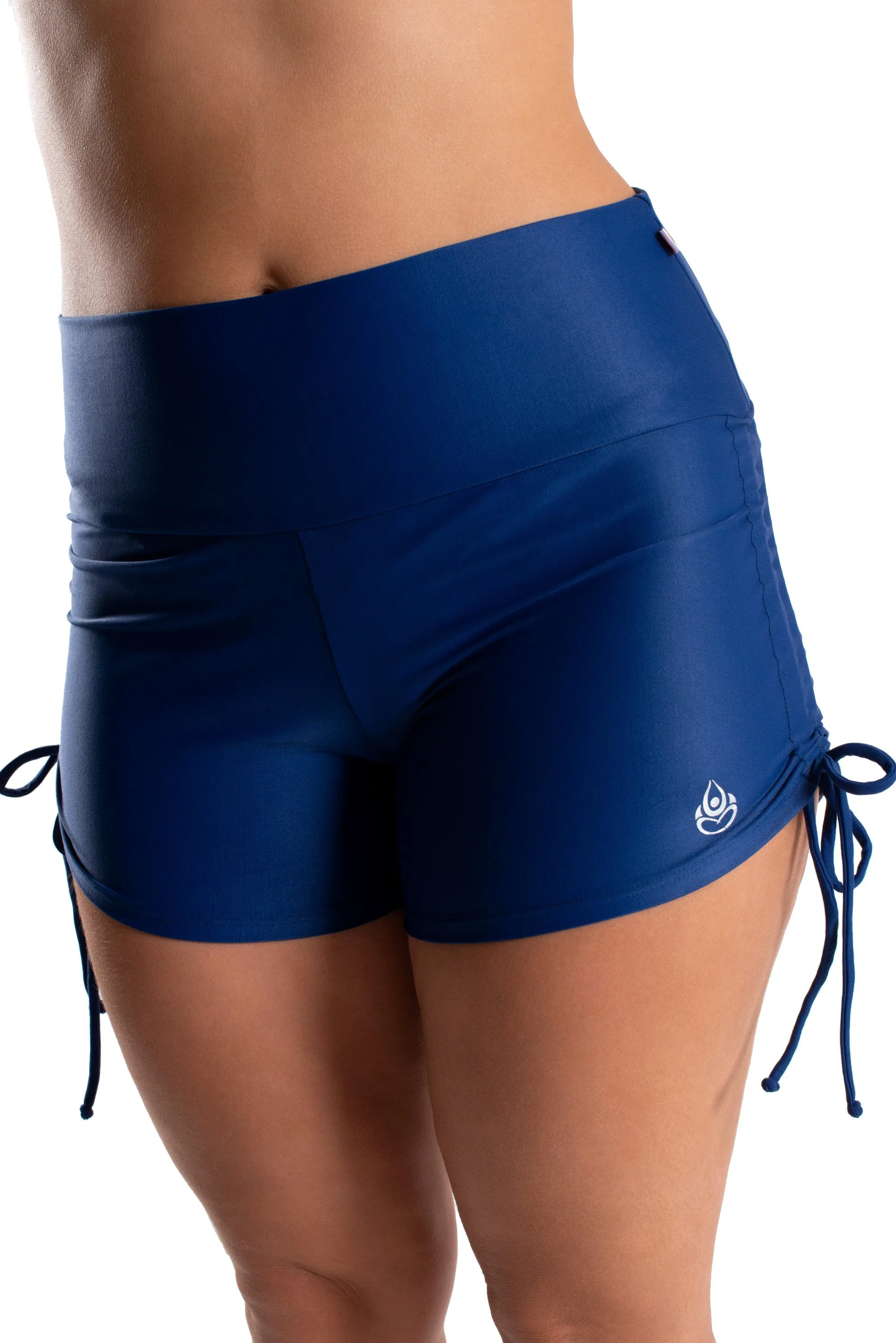 High Waist Side String Shorts, Navy Blue, Cool Form Light