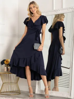 Jolie Moi Alleigh Frill Maxi Dress, Navy