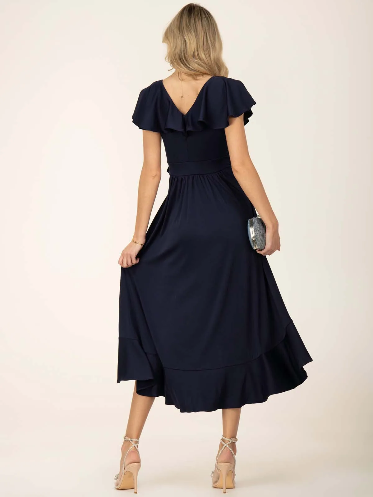 Jolie Moi Alleigh Frill Maxi Dress, Navy