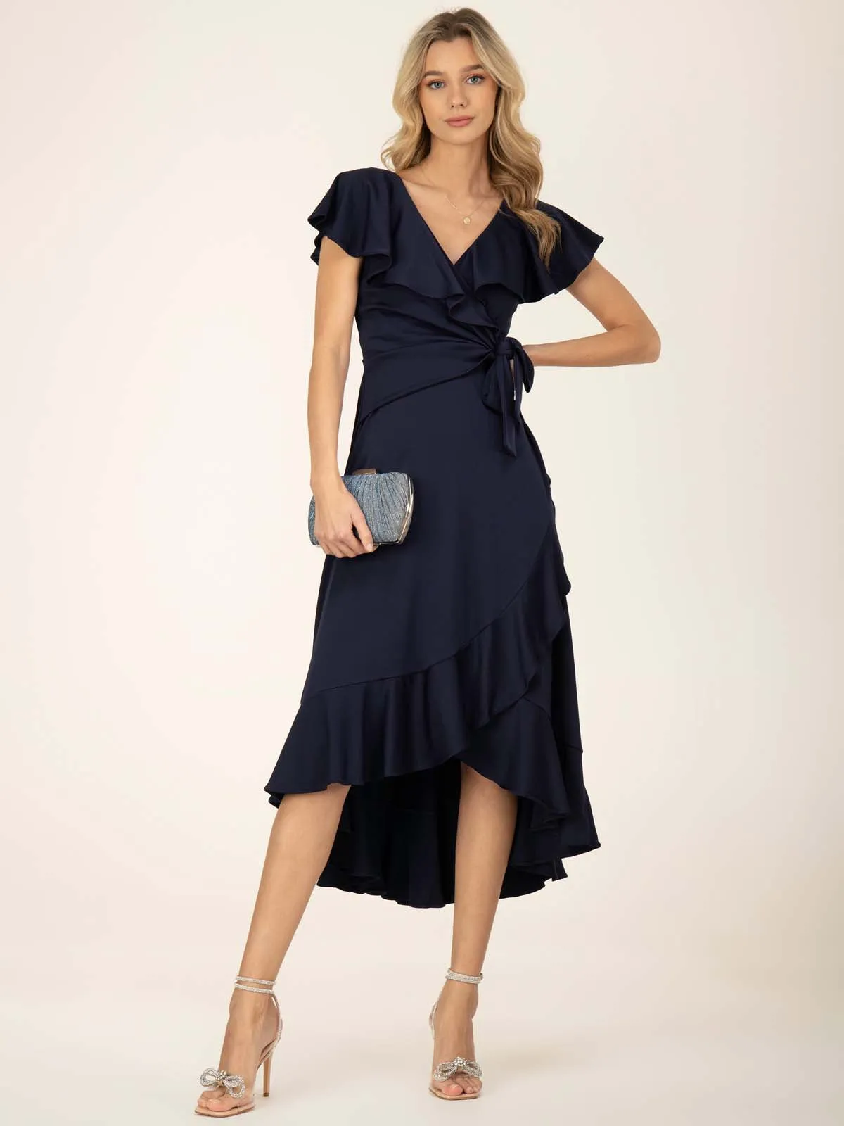 Jolie Moi Alleigh Frill Maxi Dress, Navy