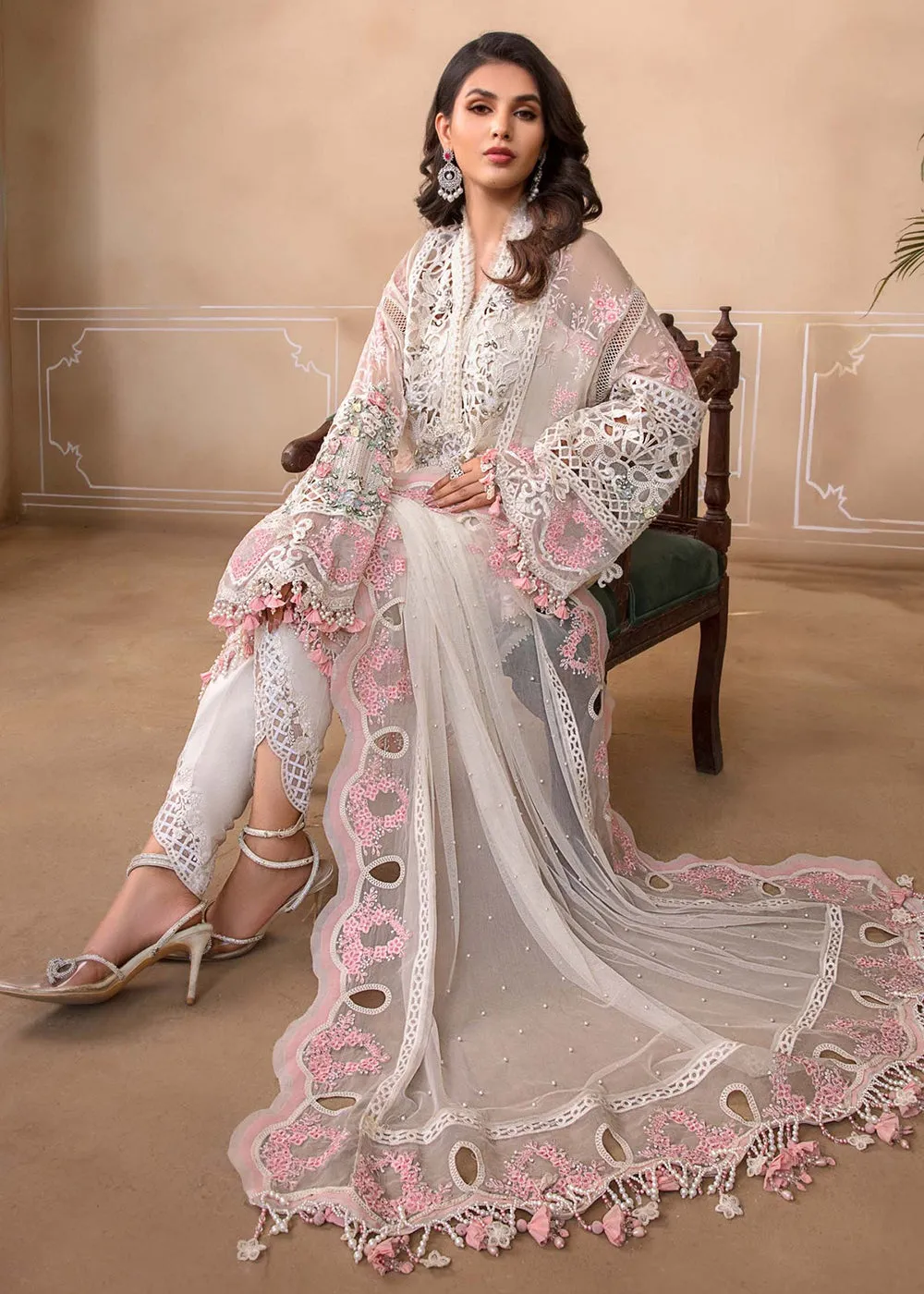 Off White Embroidered Suit - Maria B - Mbroidered Heritage Edition - BD-2604