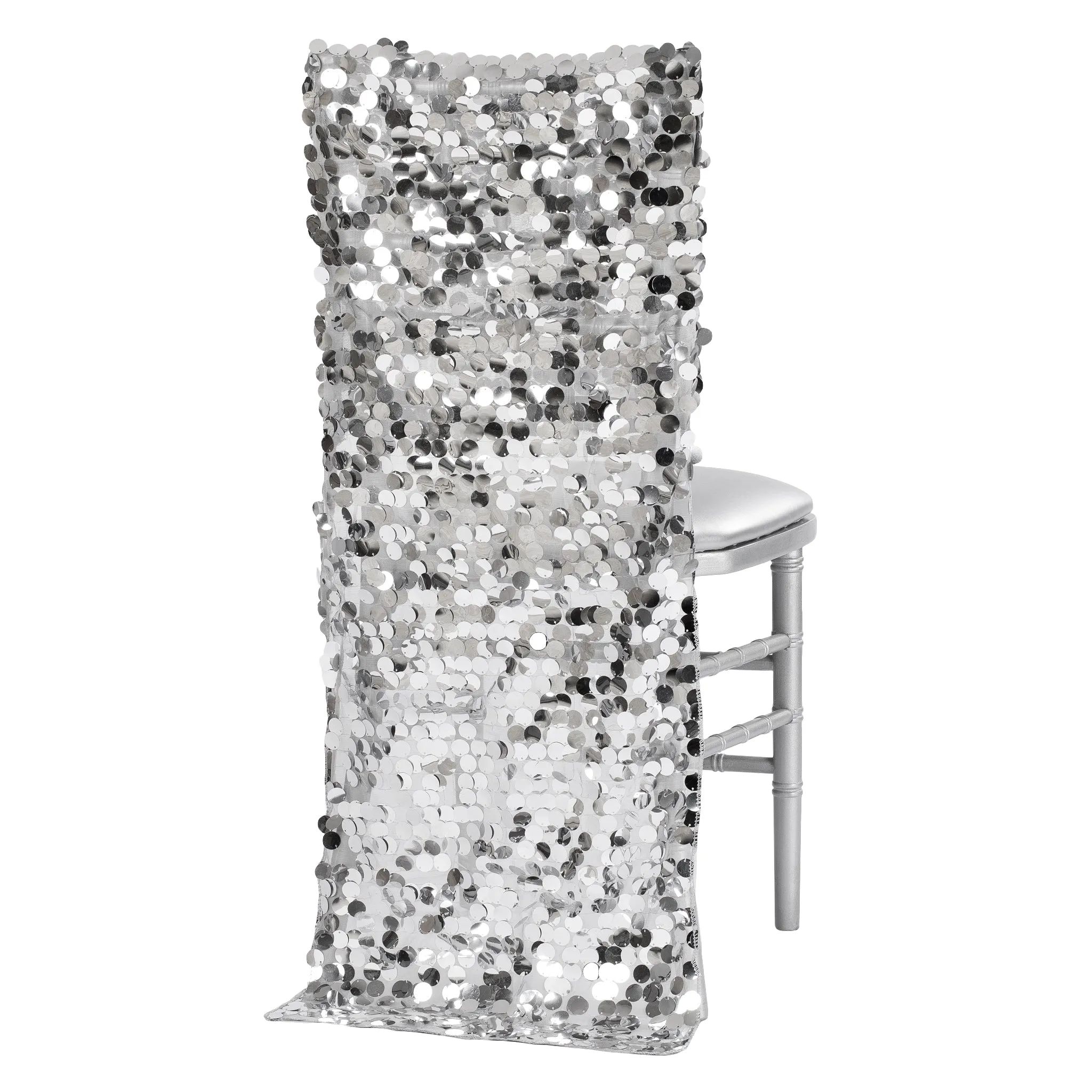 Payette Sequin Chiavari Chair Back Cover - Silver