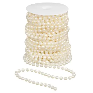 Pearl String Beads Garland Roll 8mm x 21 yds - Ivory