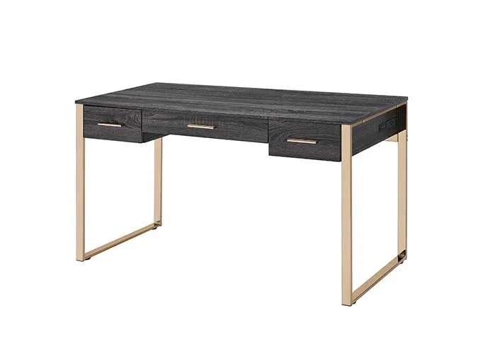 Perle - Vanity Desk - Champagne Gold & Black Finish