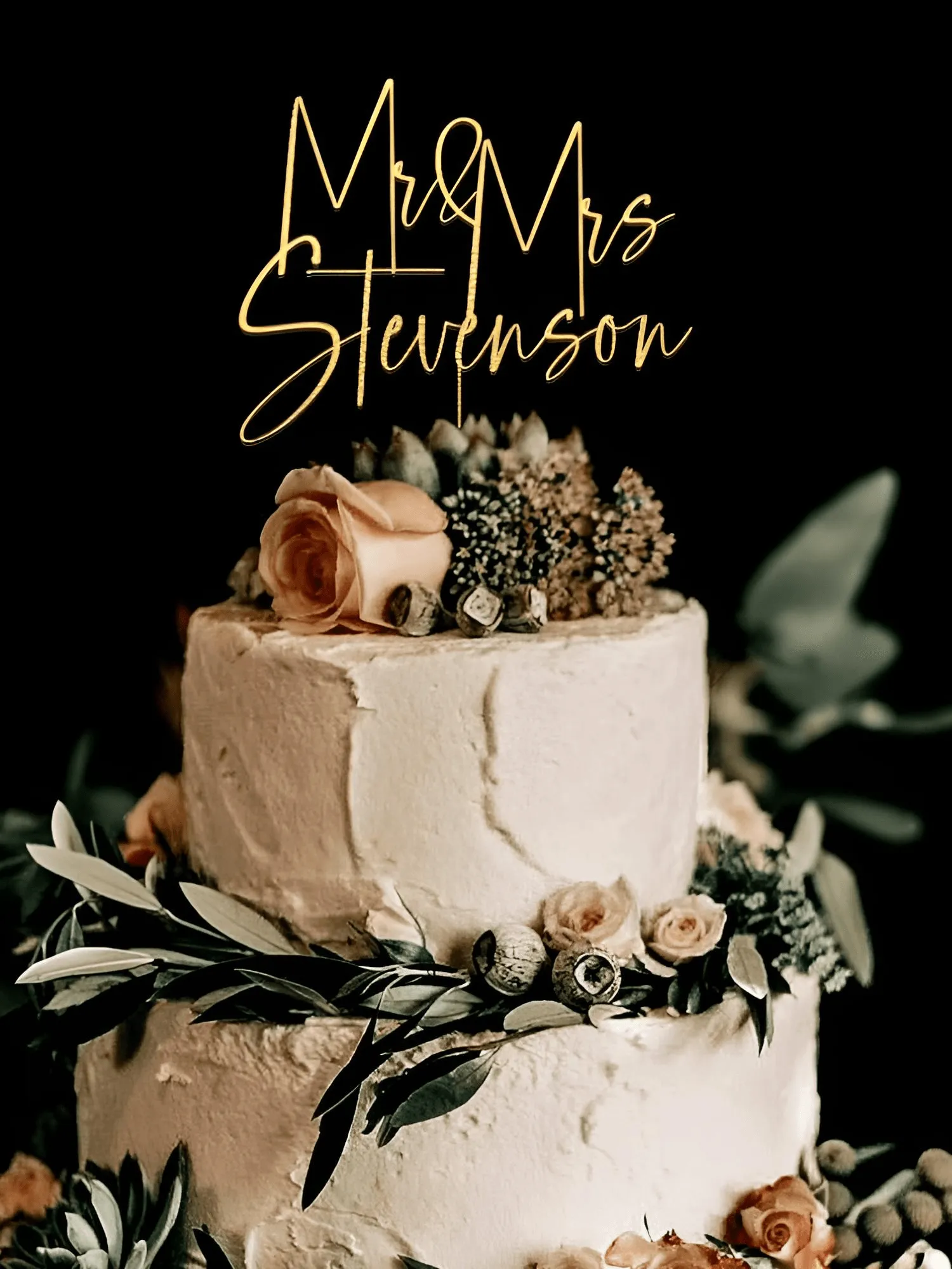 Personalized Wedding Cake Topper Custom Name Cake Topper for Wedding Rustic Wedding Mr and Mrs Cake Topper