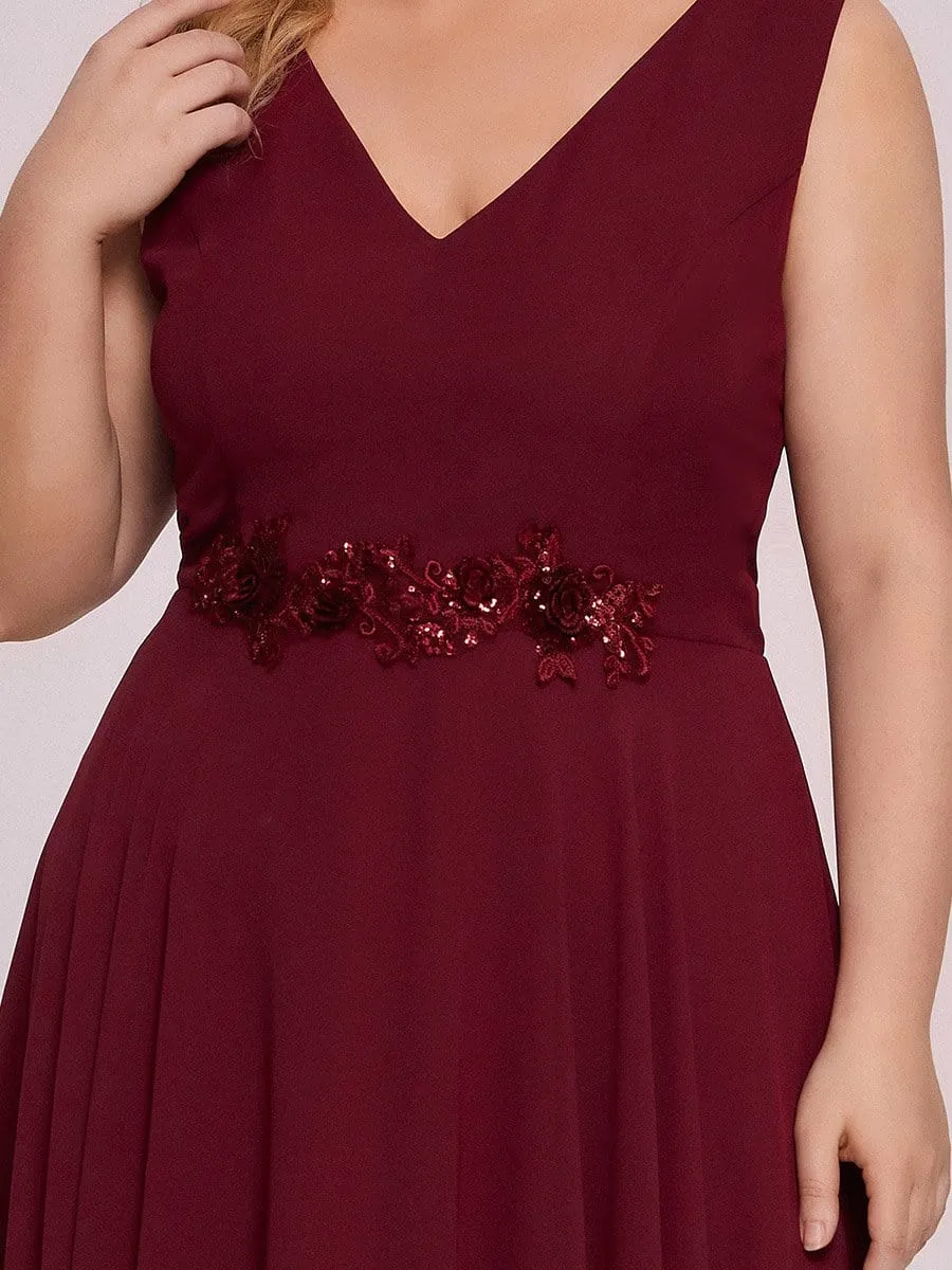 Plus Size Sleeveless Asymmetrical Hem Sequin Bridesmaid Dress