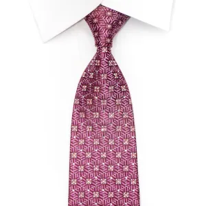 Purple Geometric On Burgundy Crystal Tie With Silver Sparkles