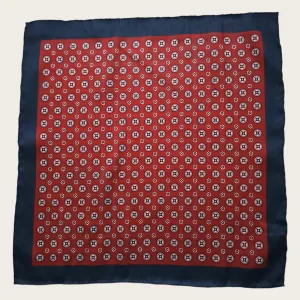 Red Navy Blue Floral Stylish and Elegant Silk Pocket Square