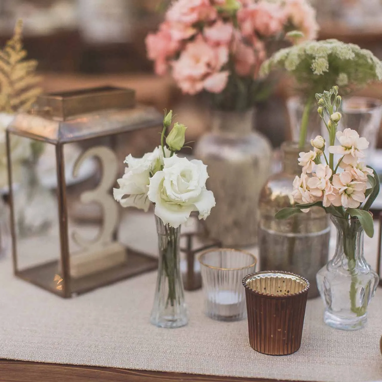 Ribbed Clear Glass Tea Light Holder  with Gold Rim