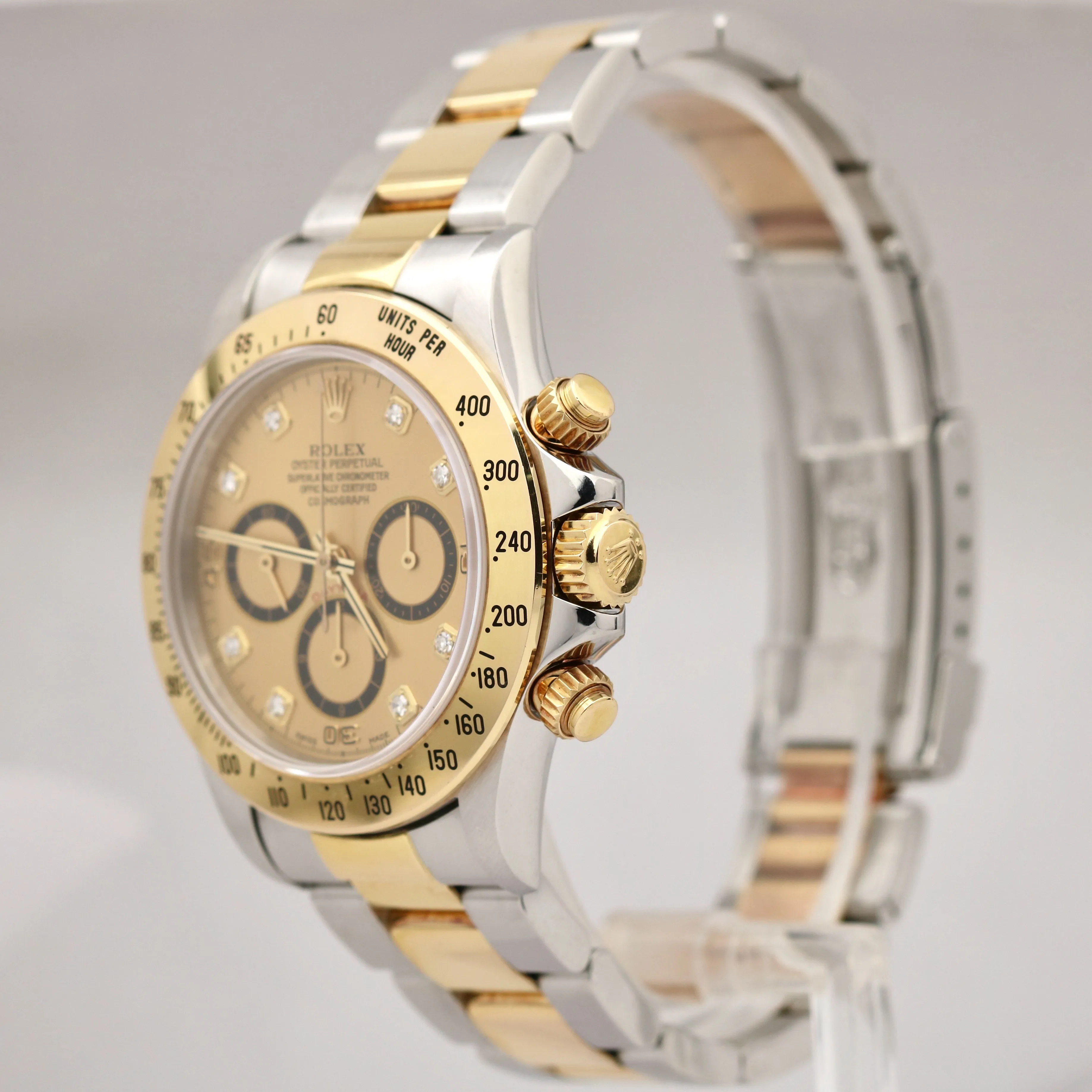 Rolex Daytona Cosmograph ZENITH CHAMPAGNE DIAMOND Two Tone Gold 40mm Watch 16523