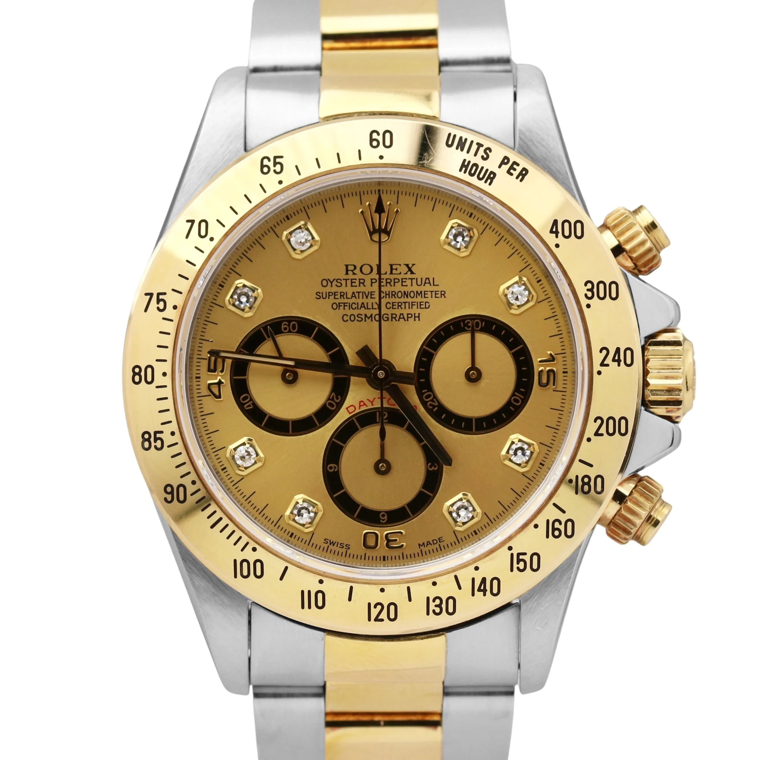 Rolex Daytona Cosmograph ZENITH CHAMPAGNE DIAMOND Two Tone Gold 40mm Watch 16523