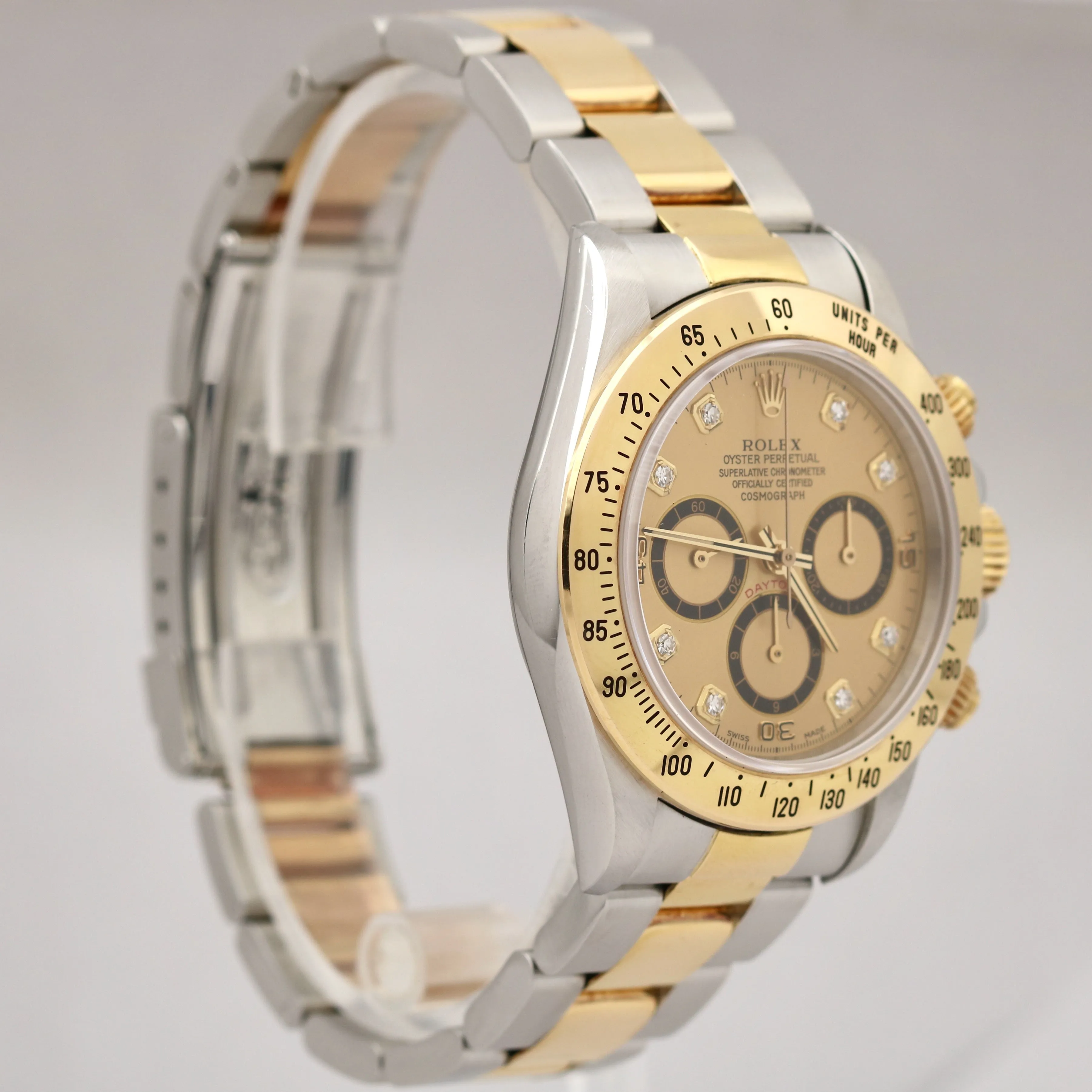 Rolex Daytona Cosmograph ZENITH CHAMPAGNE DIAMOND Two Tone Gold 40mm Watch 16523