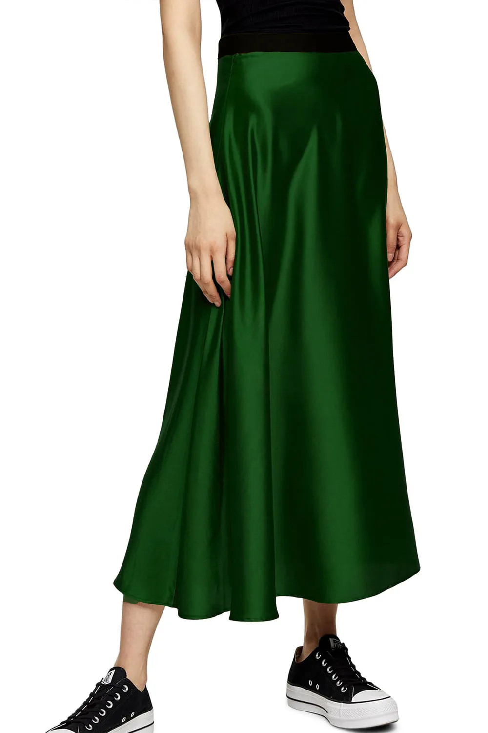 Satin Party Skirt Green