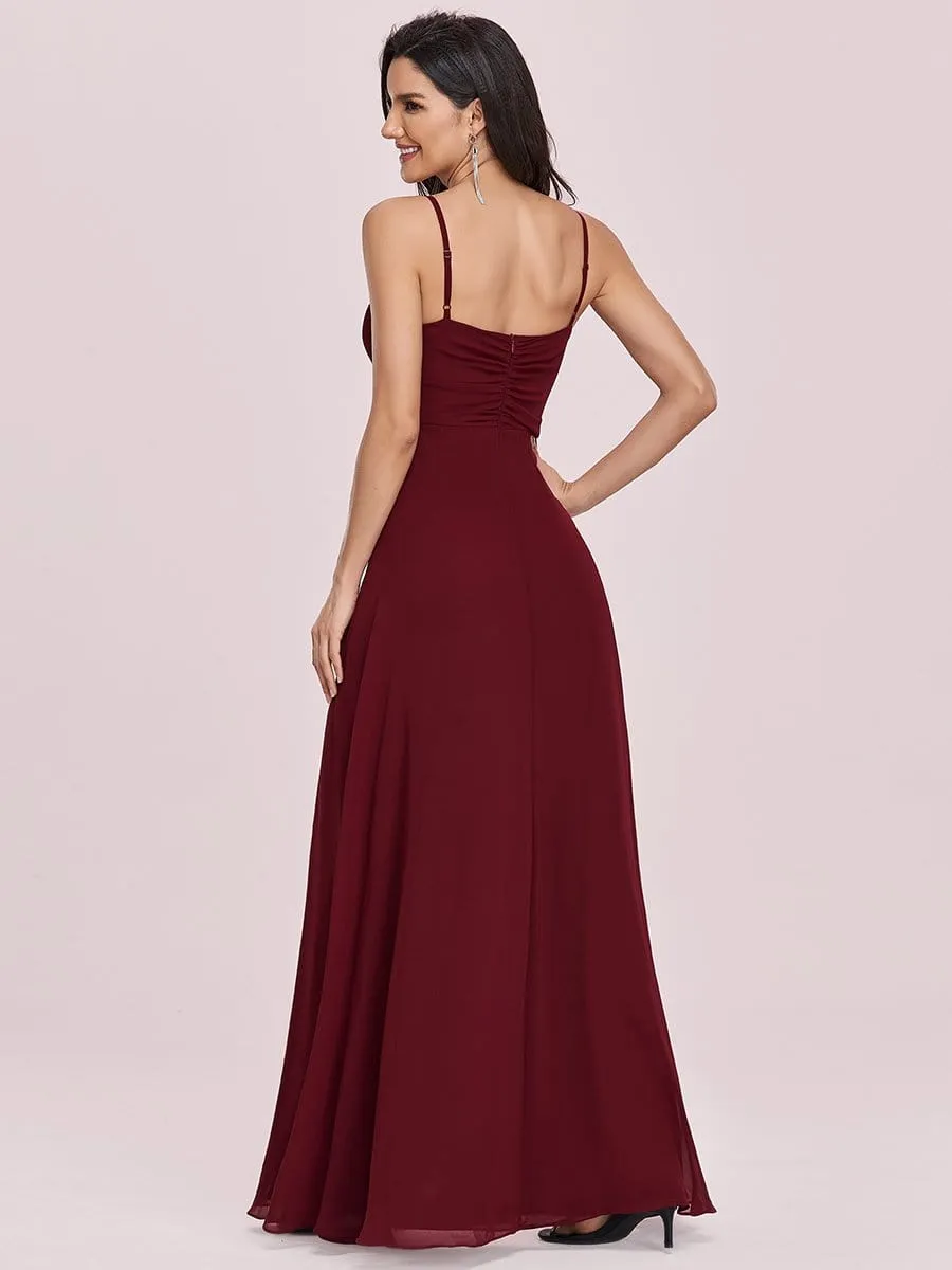 Simple Spaghetti Strap Empire Waist Pleated Evening Dress