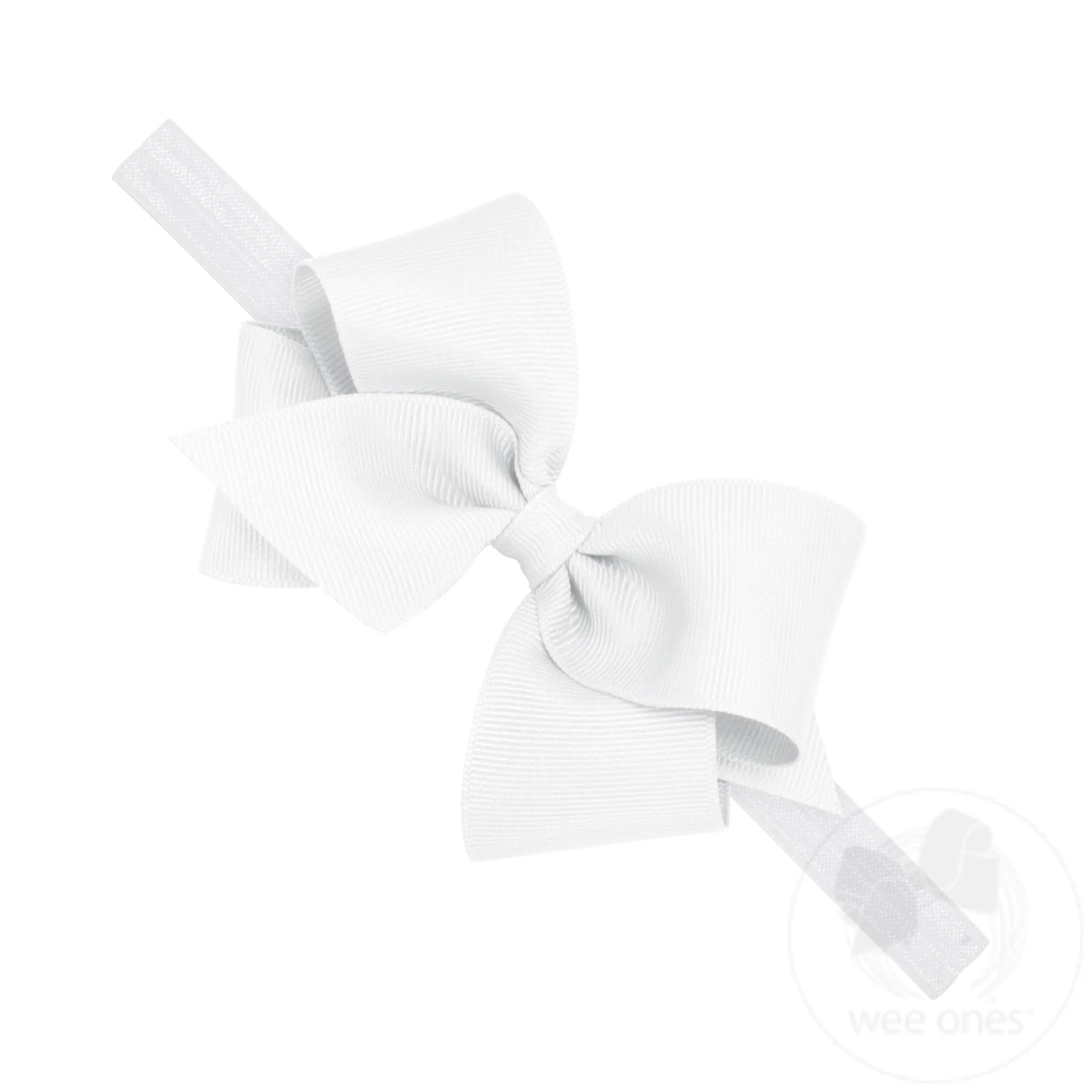 Small Classic Grosgrain Girls Hair Bow on Baby Headband