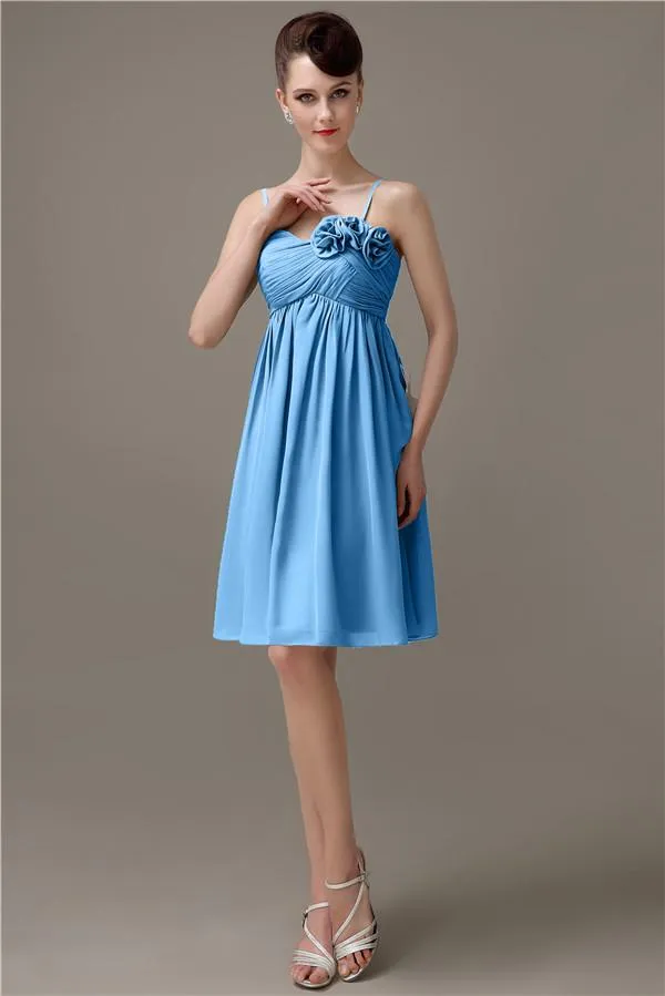 Spaghetti Straps A-line Sweetheart Chiffon Bridesmaid Dresses