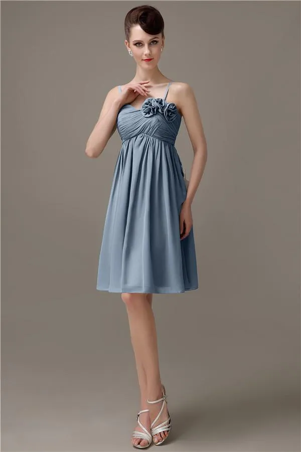 Spaghetti Straps A-line Sweetheart Chiffon Bridesmaid Dresses