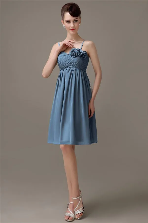 Spaghetti Straps A-line Sweetheart Chiffon Bridesmaid Dresses