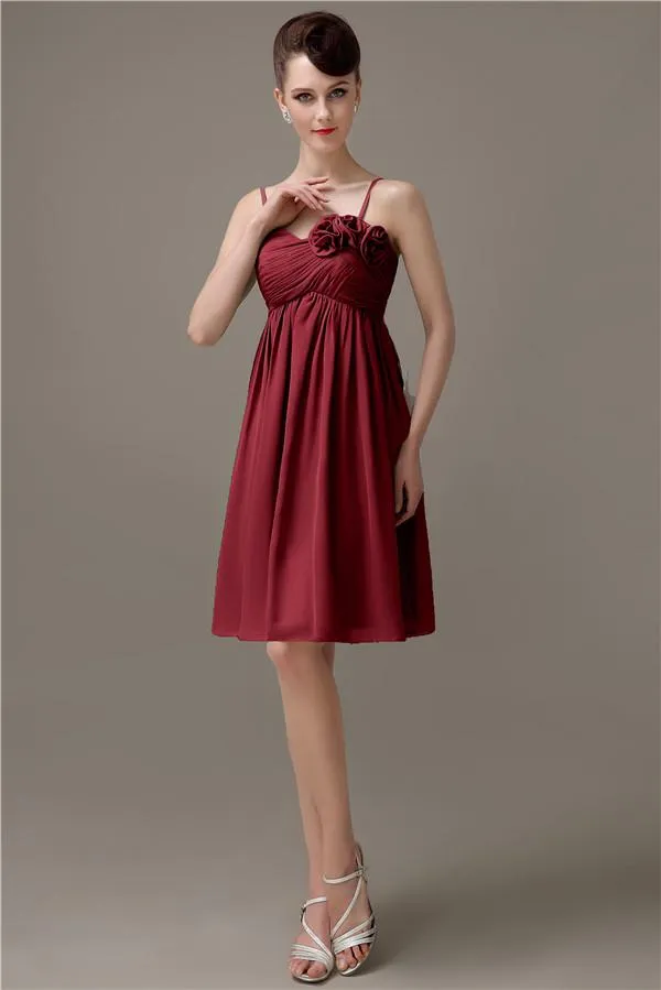 Spaghetti Straps A-line Sweetheart Chiffon Bridesmaid Dresses