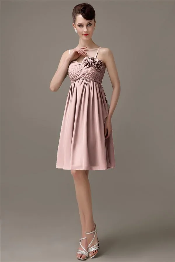 Spaghetti Straps A-line Sweetheart Chiffon Bridesmaid Dresses