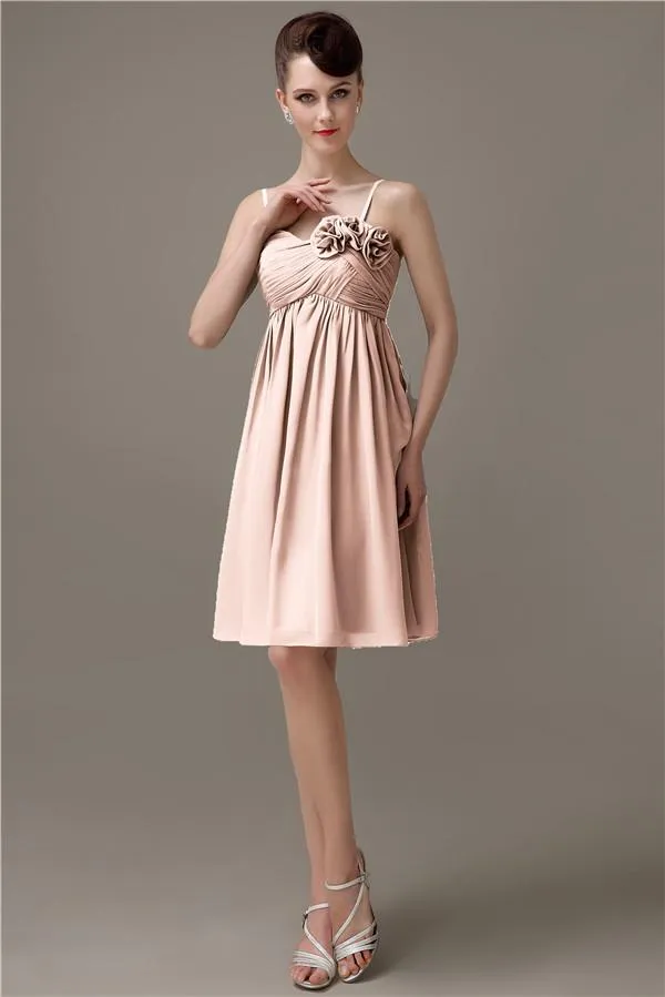 Spaghetti Straps A-line Sweetheart Chiffon Bridesmaid Dresses