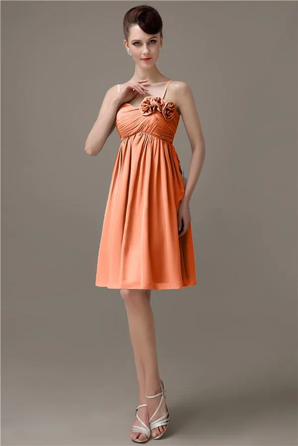 Spaghetti Straps A-line Sweetheart Chiffon Bridesmaid Dresses