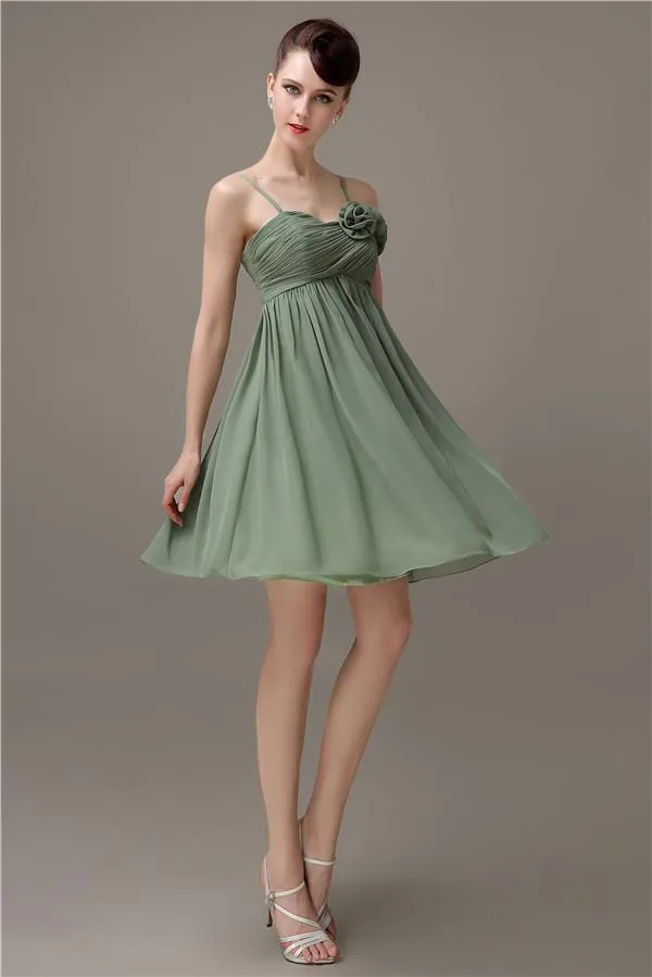 Spaghetti Straps A-line Sweetheart Chiffon Bridesmaid Dresses