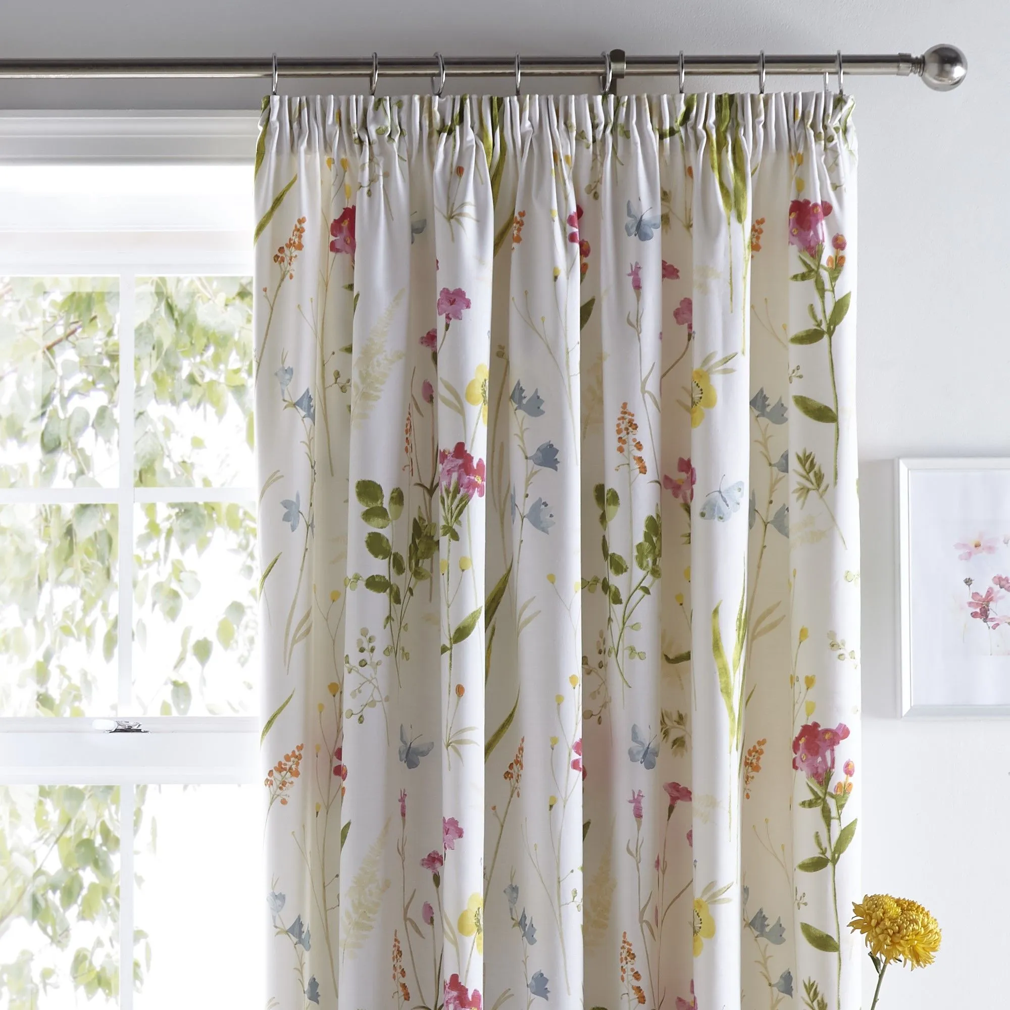 Spring Glade Pair of Pencil Pleat Curtains by Dreams & Drapes in Multicolour